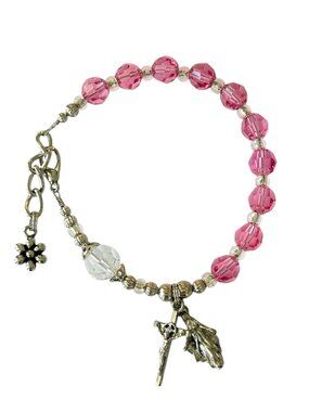 ARTISAN Rosary bracelet Swarovski Crystals Pink Prayer beads